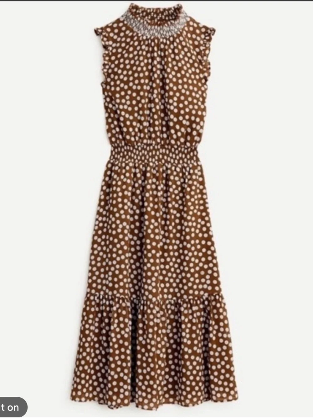 NWT- J. Crew Brown and White Polka Dot Maxi Dress
